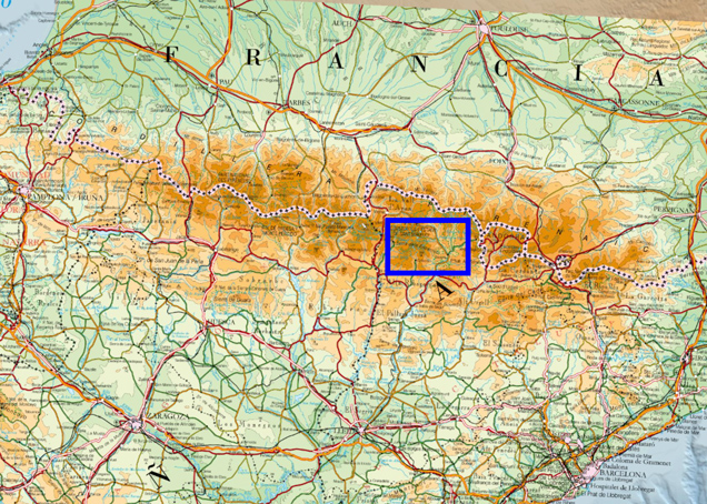 Localización del viaje en los Pirineos
